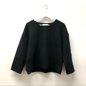 Everlane Boxy Ribbed Top Black Cotton